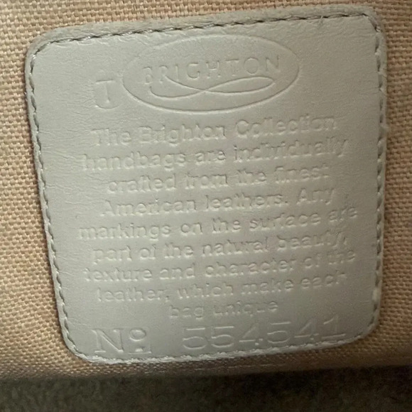 Brighton Vintage Leather Cross Body Shoulder Bucket Bag Cream Brown Drawstring - Picture 14 of 16